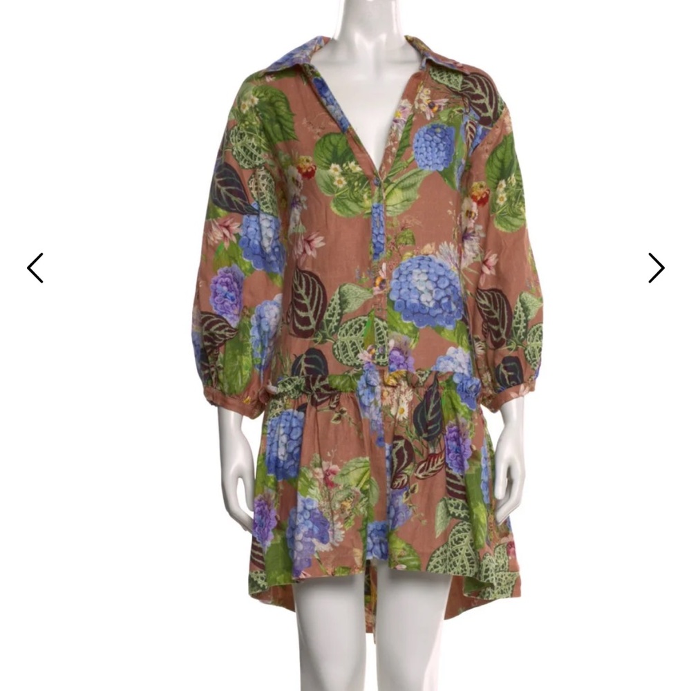 Cara Cara nyc linen hydrangea floral mini dress